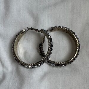 Silver Hoop Crystal Earrings